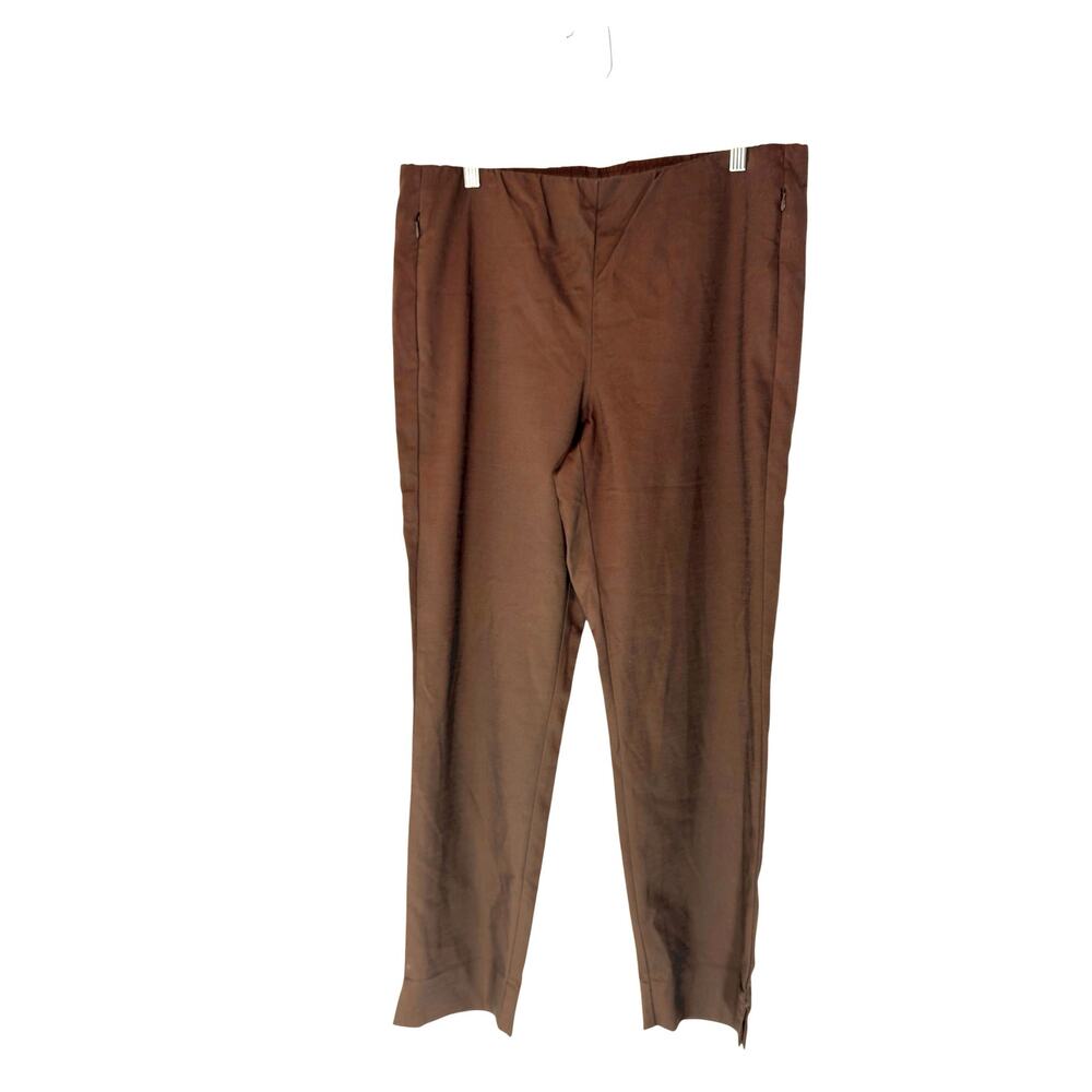 J. Jill Essential Cotton Stretch Brown Basic Stretch Straight Leg Pants Size 14